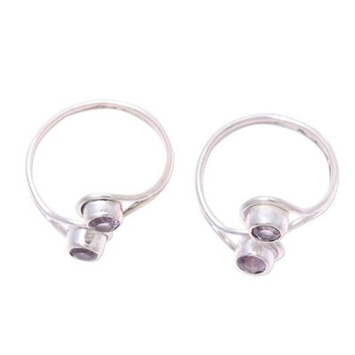 Alternate image for Faceted Amethyst Toe Rings Crafted in India Pair Lovely Trend