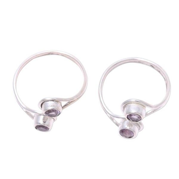 Alternate image for Faceted Amethyst Toe Rings Crafted in India Pair Lovely Trend
