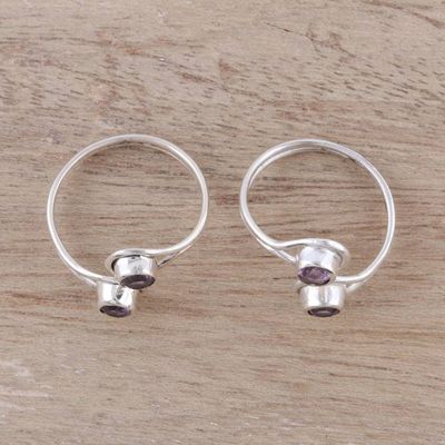 Alternate image for Faceted Amethyst Toe Rings Crafted in India Pair Lovely Trend