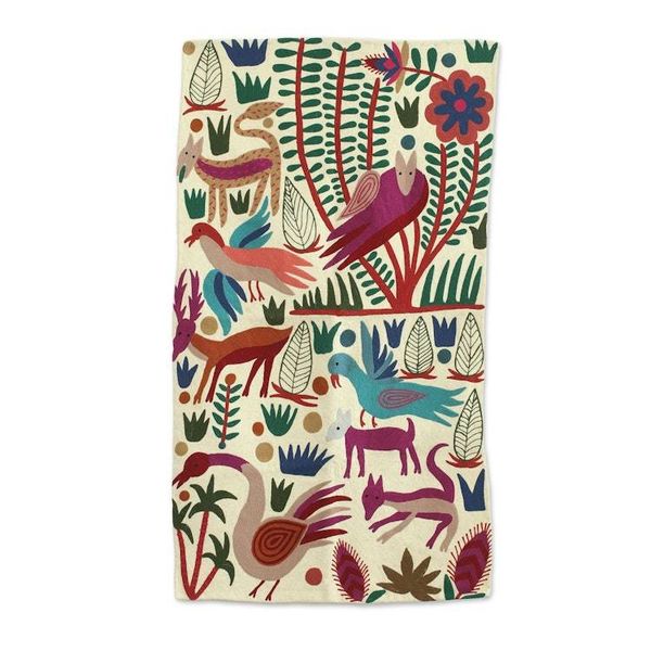 Alternate image for Chain-Stitched Animal-Themed Wool Area Rug 3x5 from India The Jungle World II