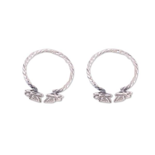 Alternate image for Twisted Toe Rings with Butterfly Accents from India Pair Butterfly Meeting