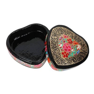 Alternate image for Hand-Painted Floral and Metallic Gold Heart Decorative Box Love of Flowers
