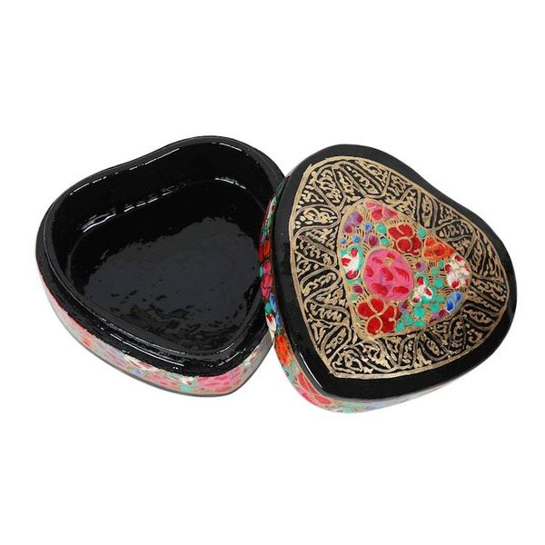 Alternate image for Hand-Painted Floral and Metallic Gold Heart Decorative Box Love of Flowers