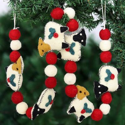 Alternate image for Wool Sheep-Motif Christmas Tree Garland Fluffy Friends