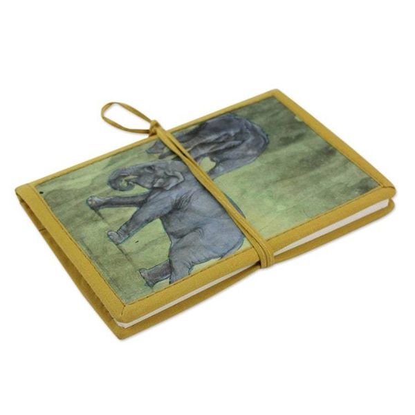 Alternate image for Handmade Journal from India Jungle Elephants