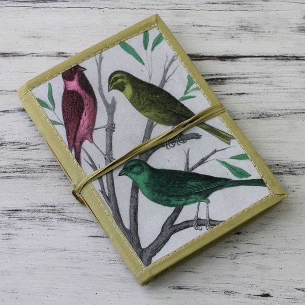 Alternate image for 48-page Handmade Paper Handcrafted Journal Sparrows