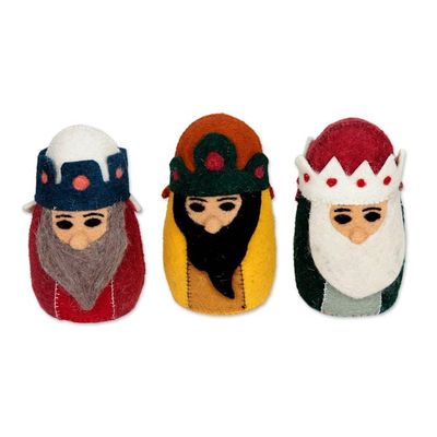 Alternate image for Artisan Crafted Wool Felt Holiday Decor Set of 3 Three Wise Men