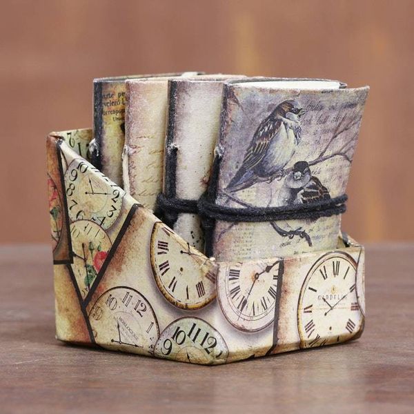 Alternate image for Bird Motif Paper Journals from India Set of 4 Birds of Time