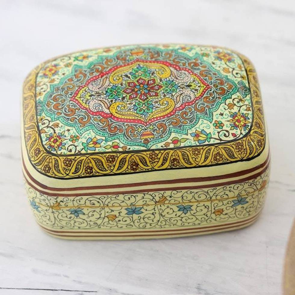 Lacquerware Wood and Papier Mache Box from India 'Persian Delight'