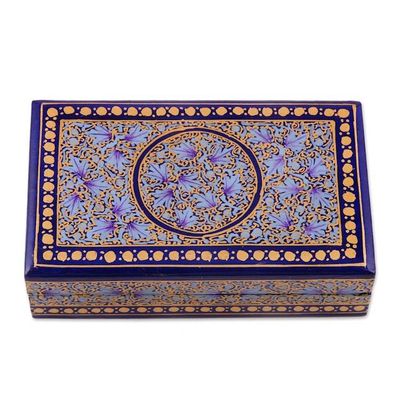 Alternate image for Blue and Gold Velvet-Lined Decorative Box Kashmir Tradition
