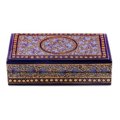 Alternate image for Blue and Gold Velvet-Lined Decorative Box Kashmir Tradition