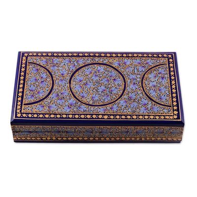 Alternate image for Artisan Crafted Blue and Gold Papier Mache Box Kashmir Dynasty