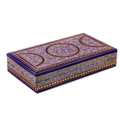 Alternate image for Artisan Crafted Blue and Gold Papier Mache Box Kashmir Dynasty
