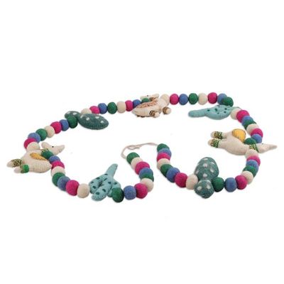 Alternate image for Colorful Llama and Cactus-Themed Wool Felt Garland Festive Llamas