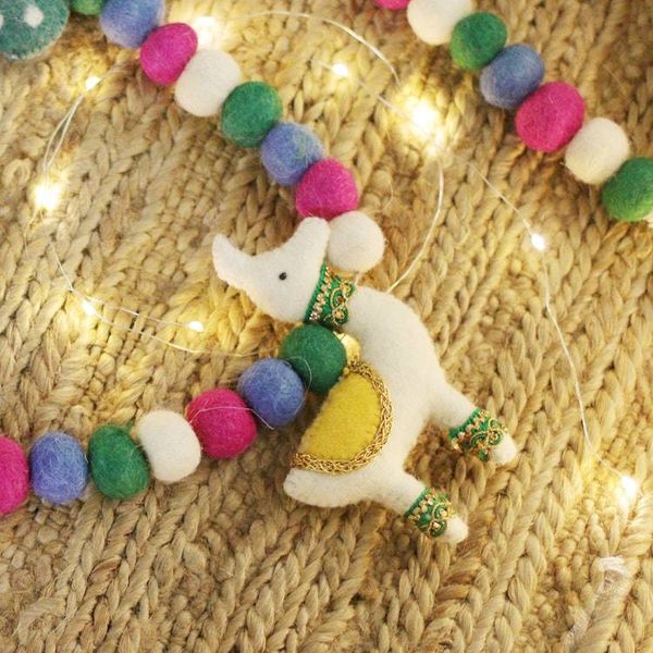 Alternate image for Colorful Llama and Cactus-Themed Wool Felt Garland Festive Llamas