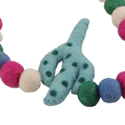 Alternate image for Colorful Llama and Cactus-Themed Wool Felt Garland Festive Llamas
