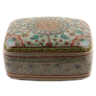 Alternate image for Hand Crafted Wood Box from Indian Artisan Persian Garland