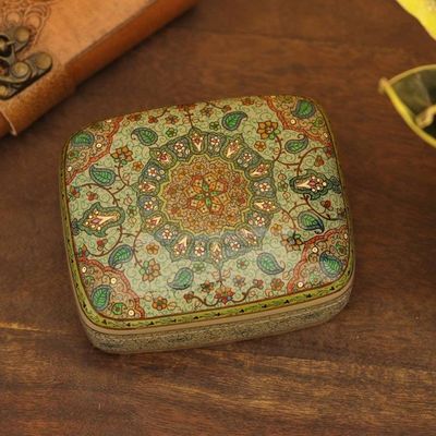 Alternate image for Hand Crafted Wood Box from Indian Artisan Persian Garland