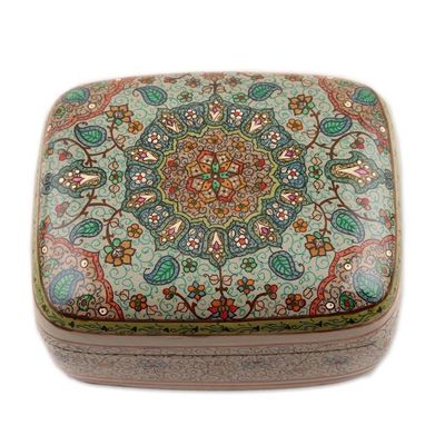 Alternate image for Hand Crafted Wood Box from Indian Artisan Persian Garland
