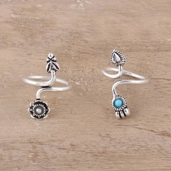 Alternate image for Cultured Pearl and Sterling Silver Toe Rings from India Twin Glory