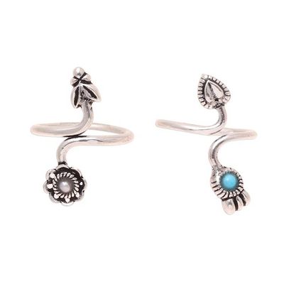 Alternate image for Cultured Pearl and Sterling Silver Toe Rings from India Twin Glory