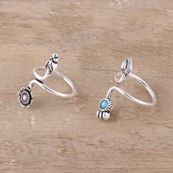 Alternate image for Cultured Pearl and Sterling Silver Toe Rings from India Twin Glory