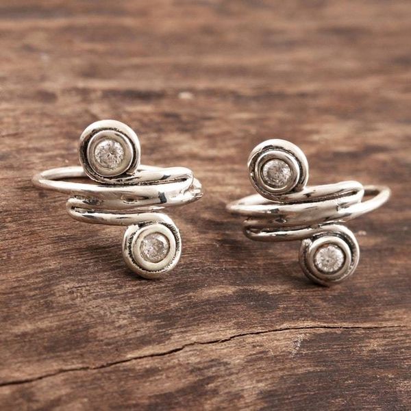 Alternate image for Swirl-Shaped Sterling Silver Toe Rings from India Swirl Quartet