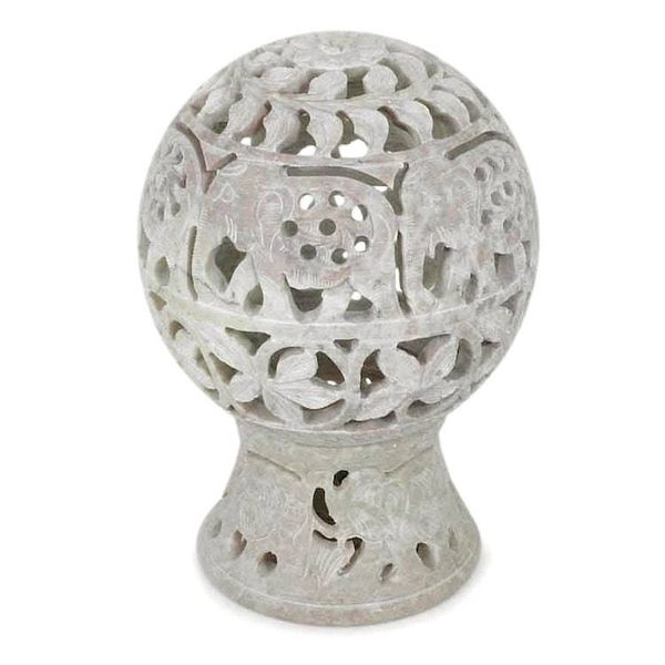 Alternate image for India Hand Carved Soapstone Candle Holder Elephant Parade