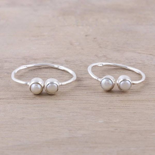 Alternate image for Cultured Pearl Toe Rings Crafted in India Twin Elegance