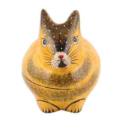 Alternate image for Hand-Painted Papier Mache Rabbit Decorative Box from India Orange Rabbit
