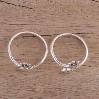 Alternate image for Unique Toe Rings with Flower Wrap Design Pair Flower and Leaf