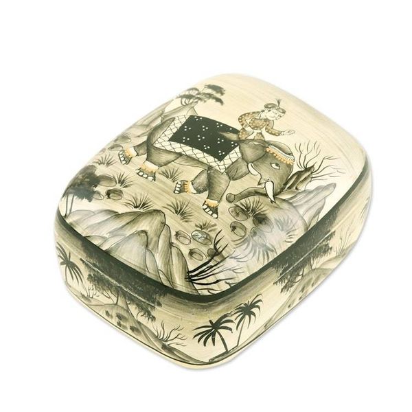 Alternate image for Papier mache box Elephant Excursion