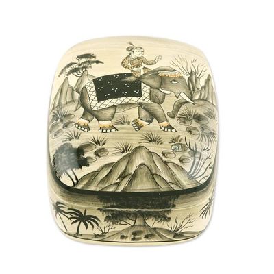 Alternate image for Papier mache box Elephant Excursion
