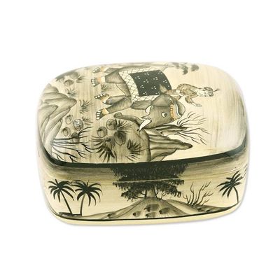 Alternate image for Papier mache box Elephant Excursion