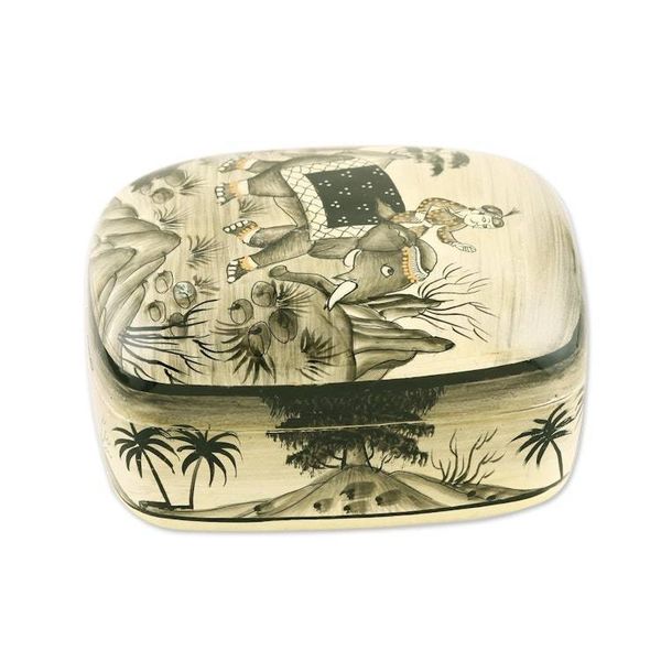 Alternate image for Papier mache box Elephant Excursion