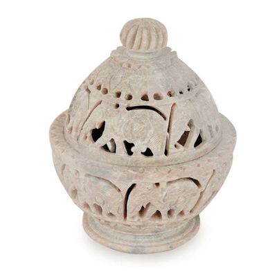 Alternate image for Indian Elephant Theme Hand Carved Soapstone Decorative Jar Elephant Parade