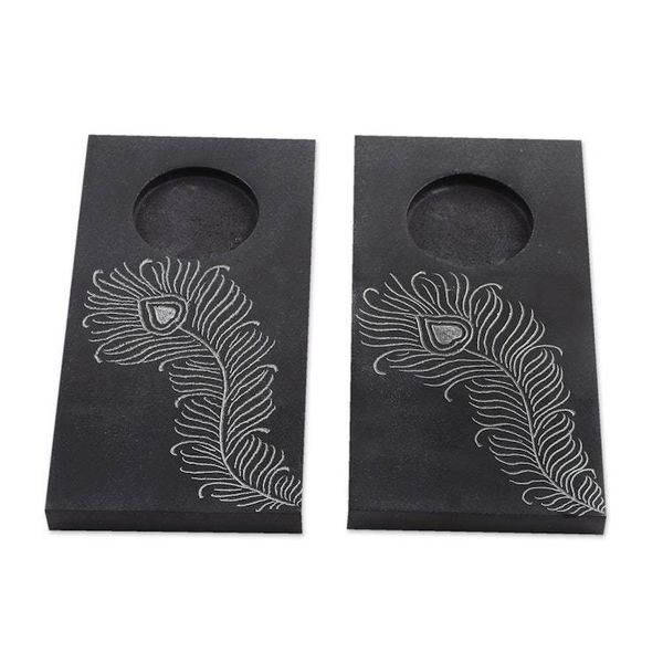 Alternate image for Pair of Handcrafted Soapstone Tealight Holders from India Peacock Flame