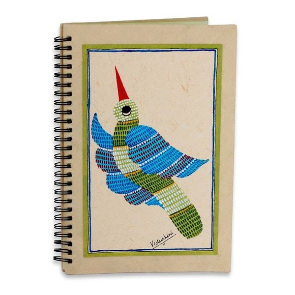 Alternate image for Bird Themed Handpainted Blank Journal from India Freedom