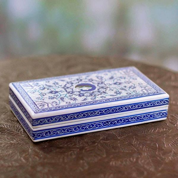 Alternate image for Velvet-Lined Papier Mache Wood Box with Mughal Queen Motif Queens Grandeur