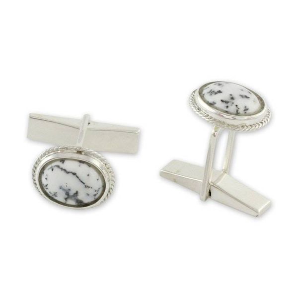 Alternate image for Dendritic Agate and Sterling Silver Cufflinks from India Plenitude