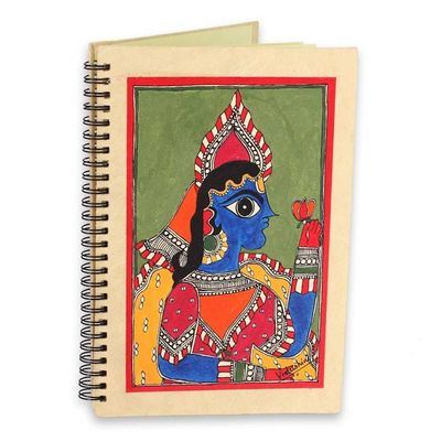 Alternate image for Original Madhubani Folk Art Style Blank Journal from India The Maharajah
