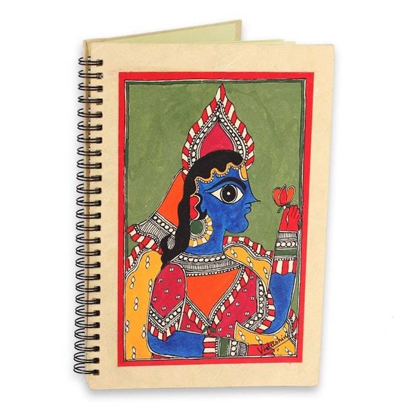 Alternate image for Original Madhubani Folk Art Style Blank Journal from India The Maharajah