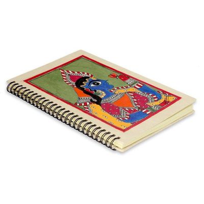 Alternate image for Original Madhubani Folk Art Style Blank Journal from India The Maharajah