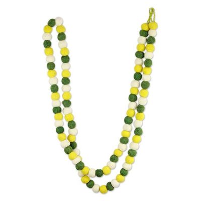 Alternate image for Green and Yellow Handmade Felt Holiday Garland Lemon Lime Pompoms