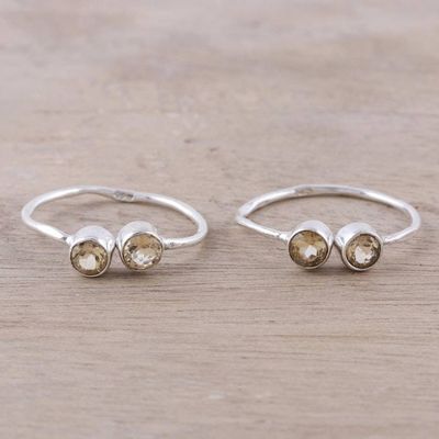 Alternate image for Sparkling Citrine Toe Rings Crafted in India Twin Elegance