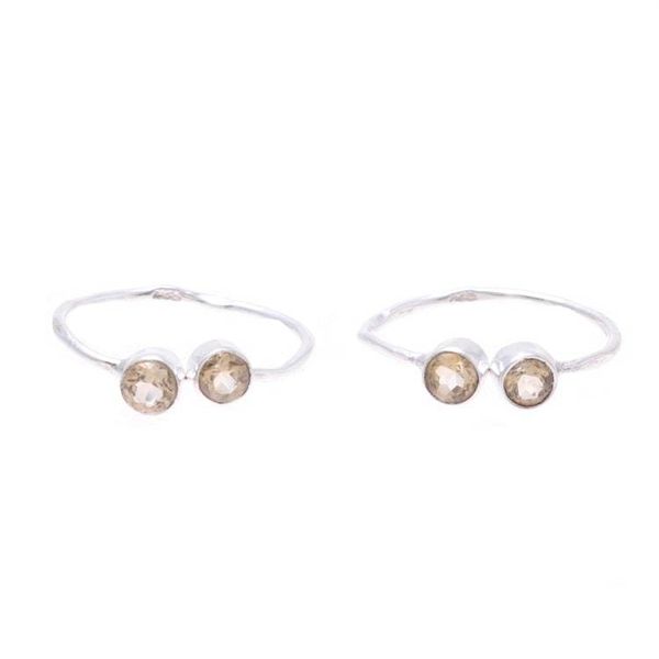 Alternate image for Sparkling Citrine Toe Rings Crafted in India Twin Elegance
