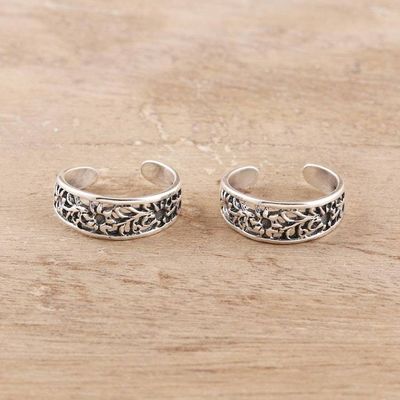 Alternate image for Floral Openwork Sterling Silver Toe Rings from India Pair Floral Trellis