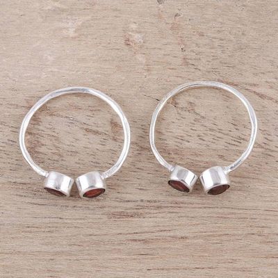 Alternate image for Sparkling Garnet Toe Rings Crafted in India Pair Twin Elegance