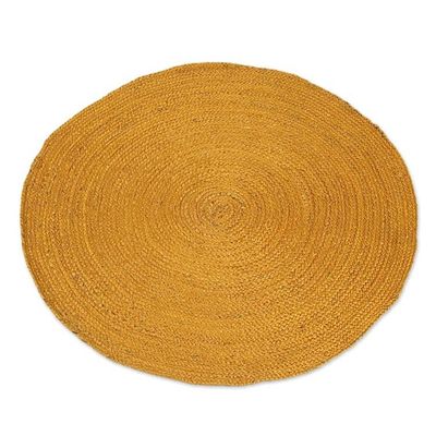 Alternate image for Round Handwoven Jute Area Rug in Maize 3 Feet Diameter Circular Beauty in Maize