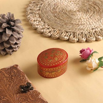 Alternate image for Gold and Red Papier Mache Decorative Box from India Serene Vermilion
